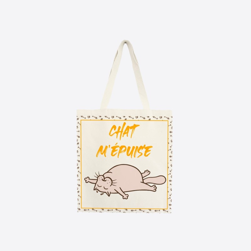 Tote bag "Chat m'épuise 2.0"